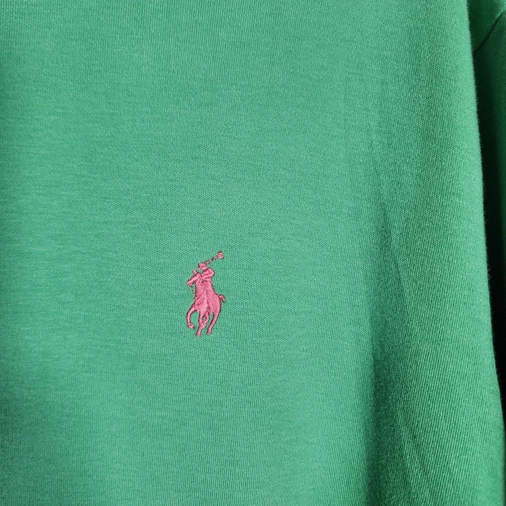 Polo Ralph‎ Lauren Mens XL Green Custom Fit Pink Pony Pique Short Sleeve Shirt